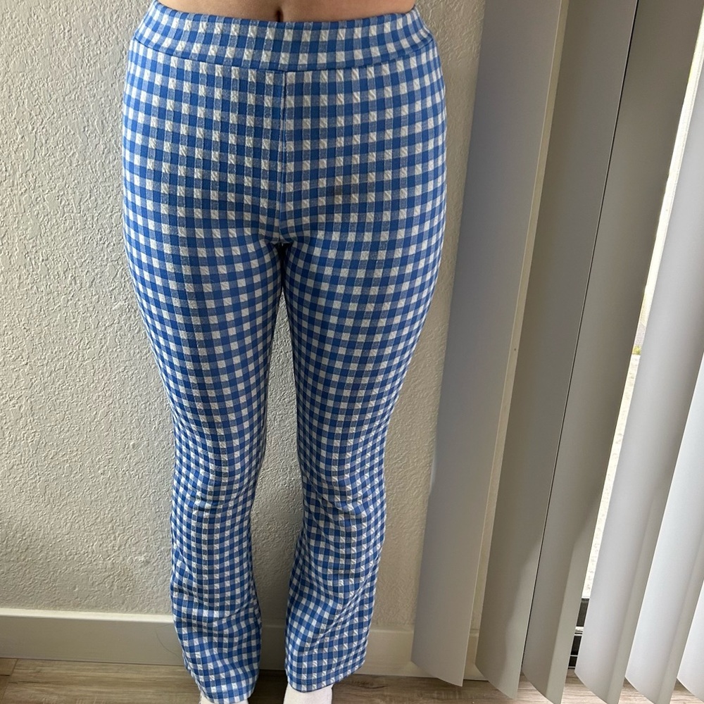 Urban Outfitters Blue Checkered Flared Pant XS